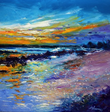 The Singing Sands of Islay Stormy Sunset 30x30